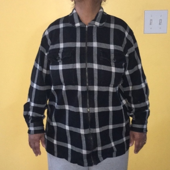 Jones New York Heavyweight Flannel Zip Up Medium - Picture 1 of 11